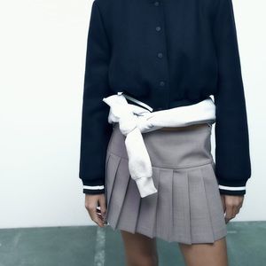 zara grey pleated mini skort